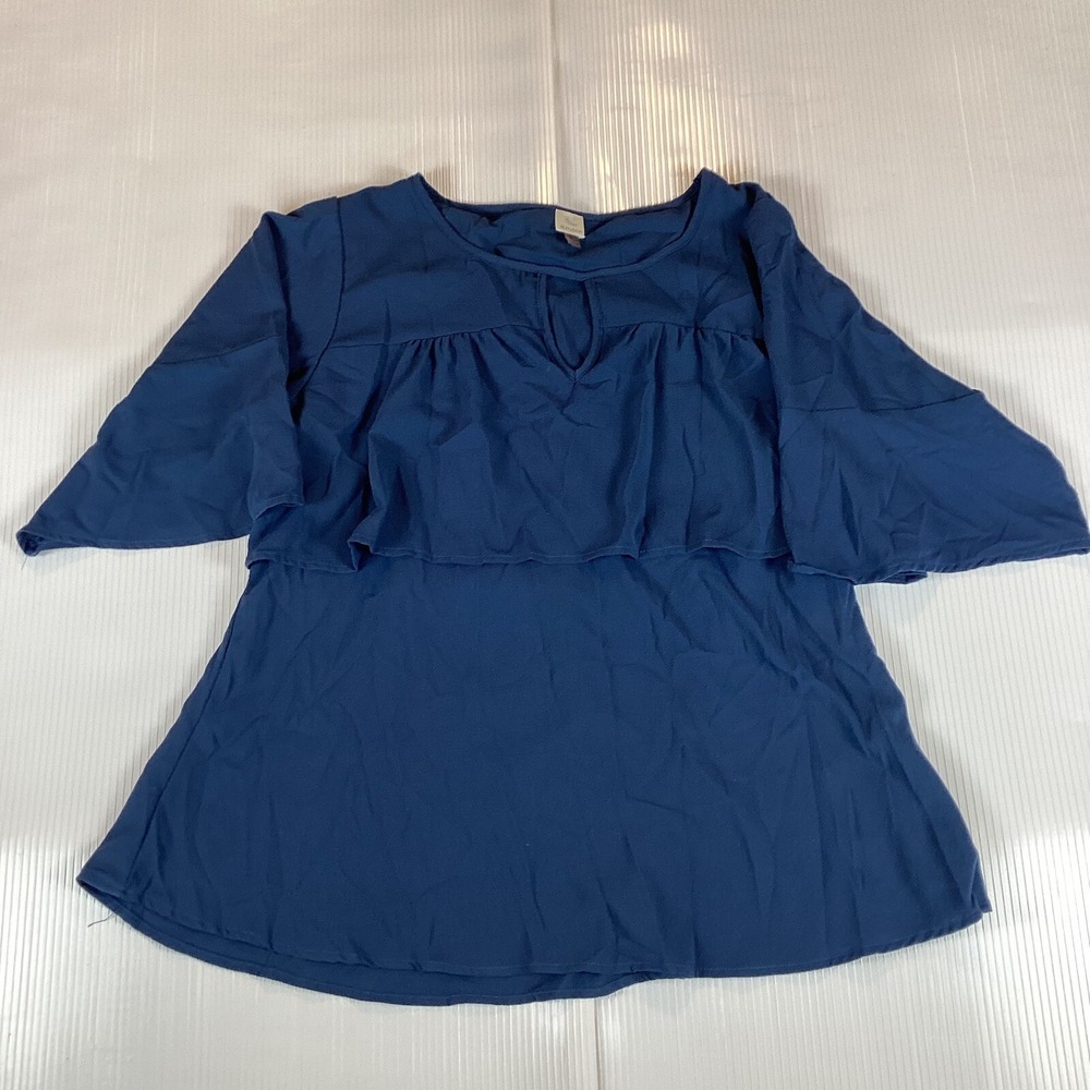 A.Moon Womens Shirt Top Blouse Sz L Short Sleeve Pullover Casual Comfort